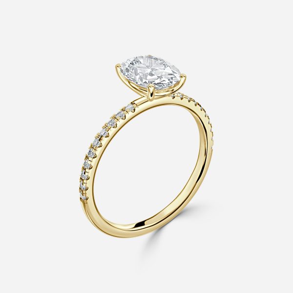 Mikimoto Four-Prong Oval Moissanite Engagement Ring Yellow Gold