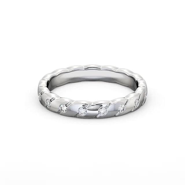 Mila Round Lab Diamond Rippled Edge Wedding Ring