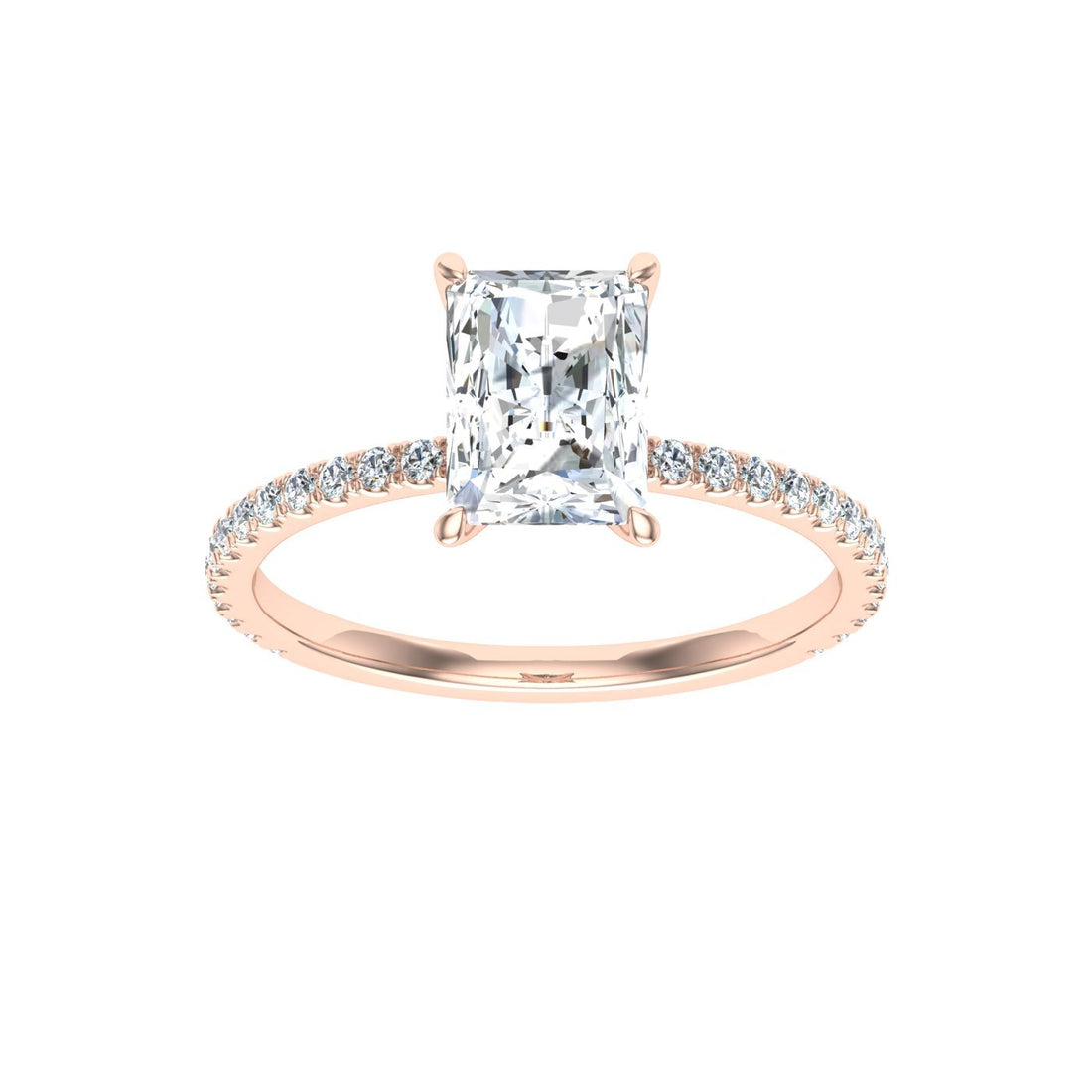 Mirage Radiant Cut Solitaire Moissanite Engagement Ring  Rose Gold