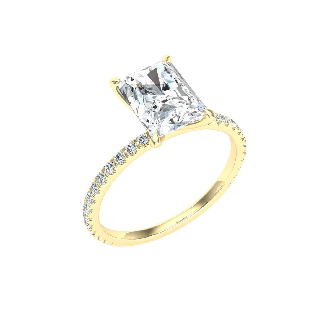 Mirage Radiant Cut Solitaire Moissanite Engagement Ring Yellow Gold