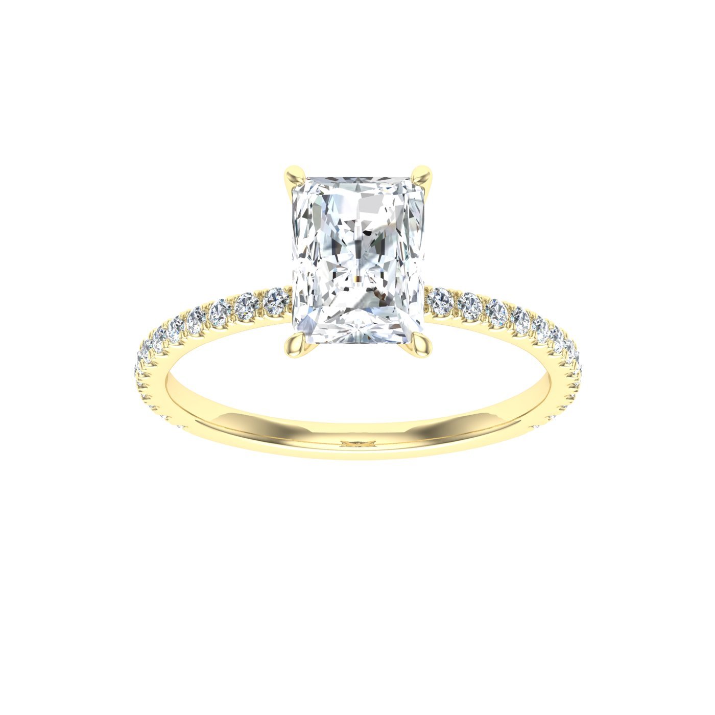 Mirage Radiant Cut Solitaire Moissanite Engagement Ring Yellow Gold