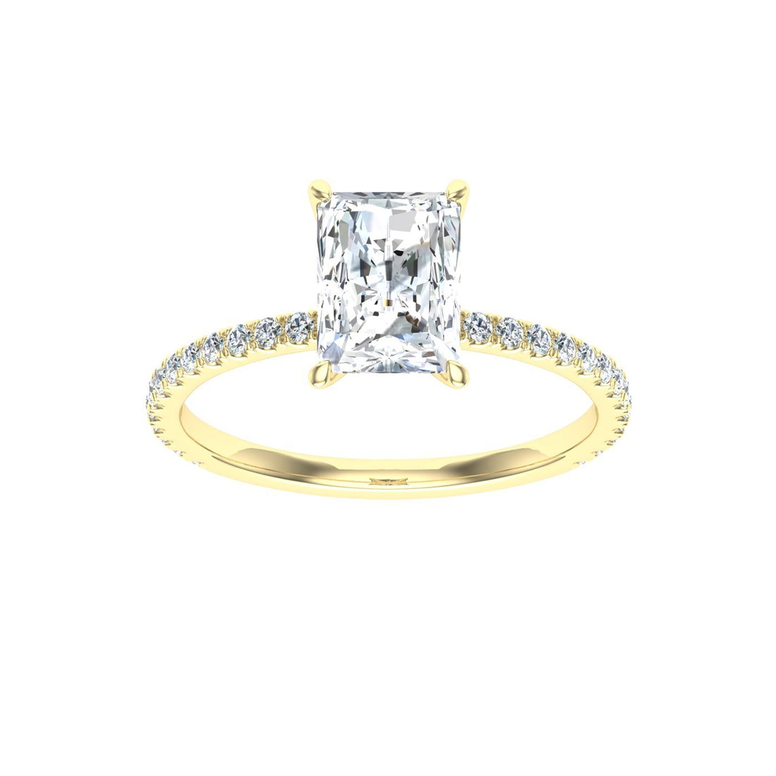 Mirage Radiant Cut Solitaire Moissanite Engagement Ring Yellow Gold