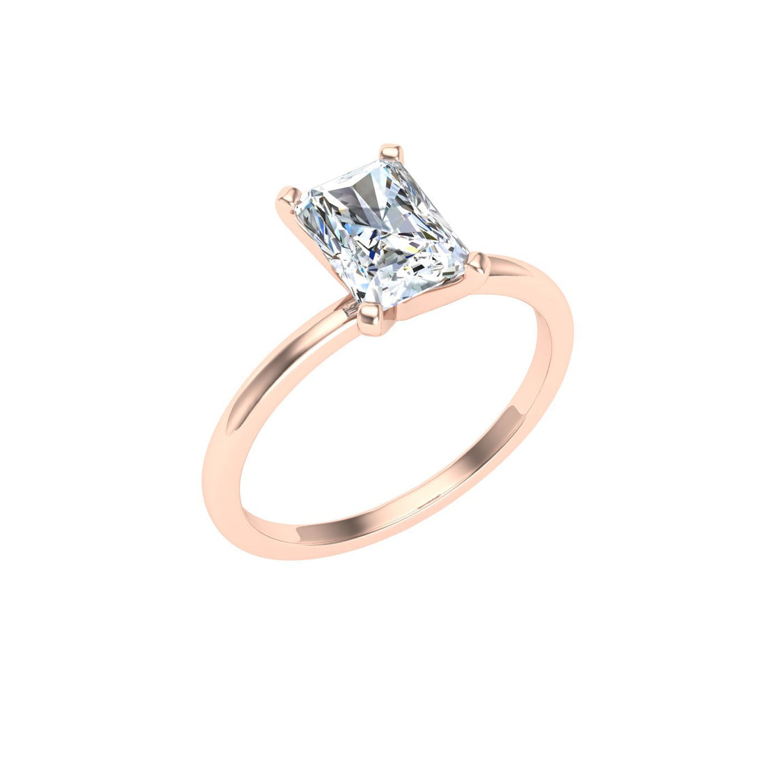 Mirage Radiant Solitaire Moissanite Engagement Ring  Rose Gold