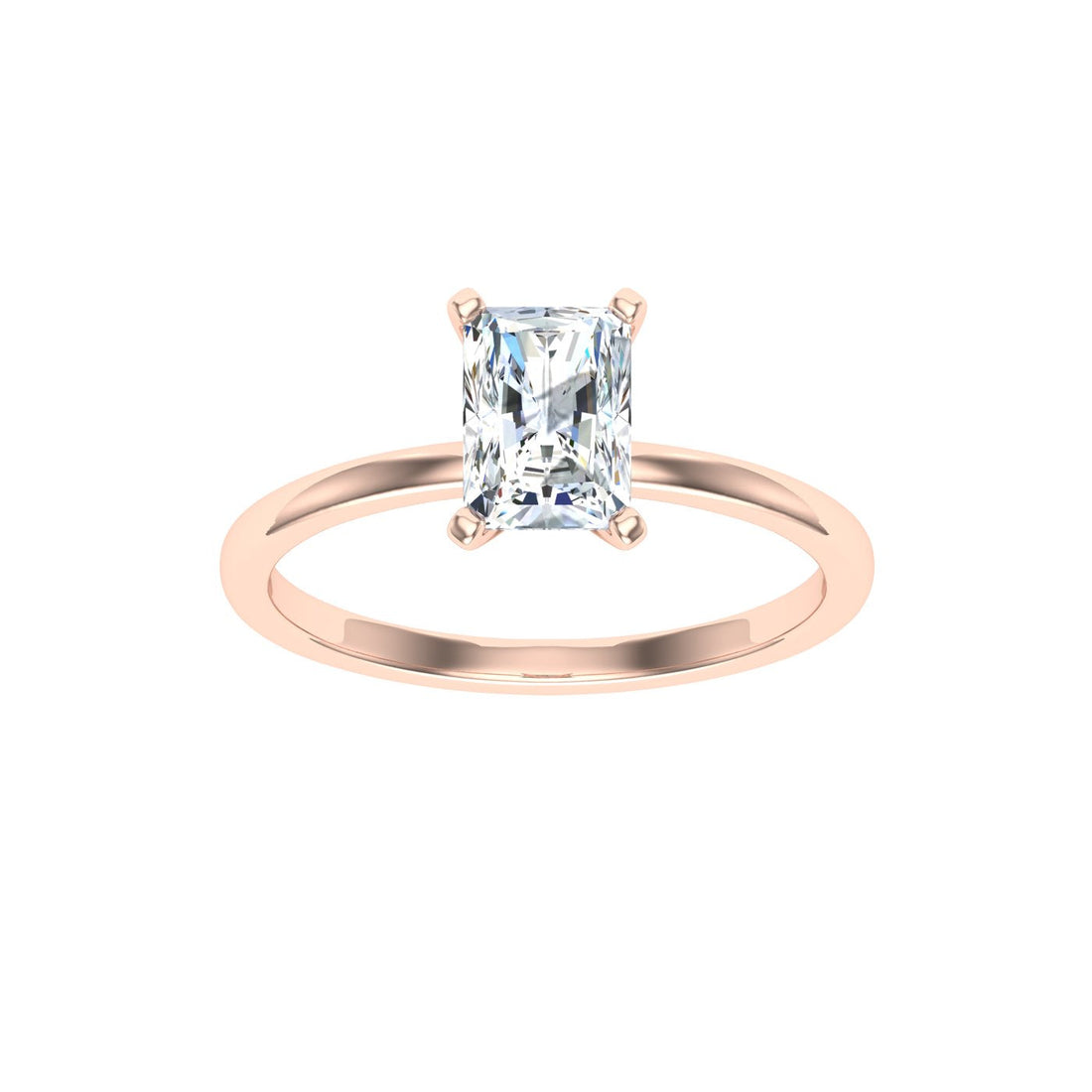 Mirage Radiant Solitaire Moissanite Engagement Ring  Rose Gold