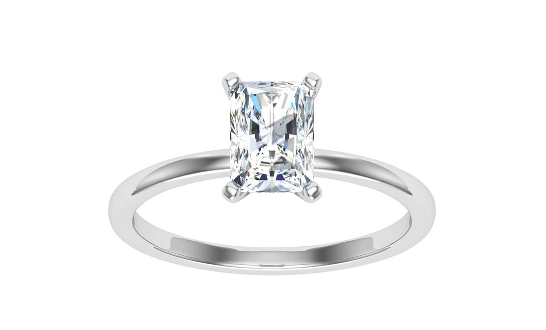 Mirage Radiant Solitaire Moissanite Engagement Ring Silver 925