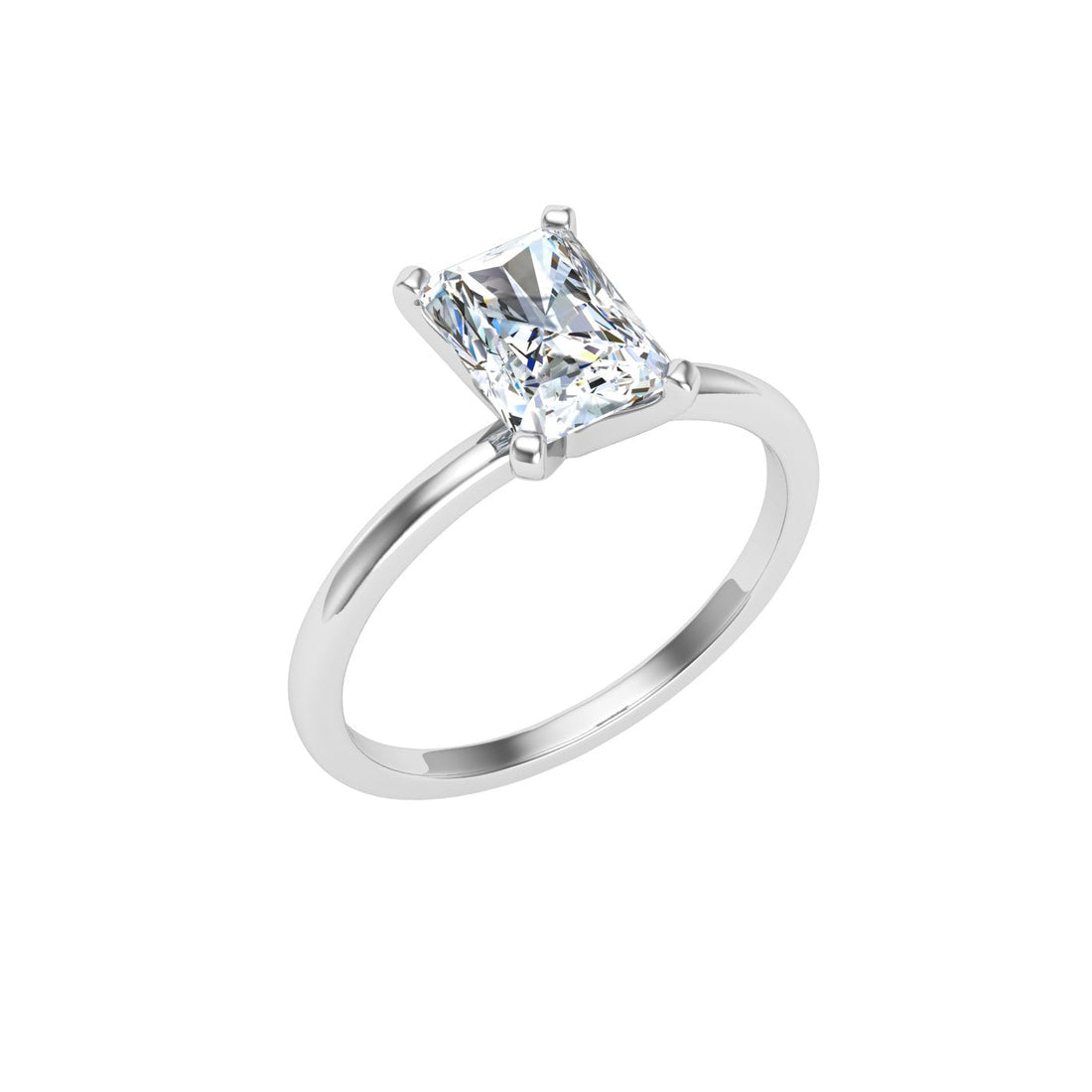 Mirage Radiant Solitaire Moissanite Engagement Ring White Gold