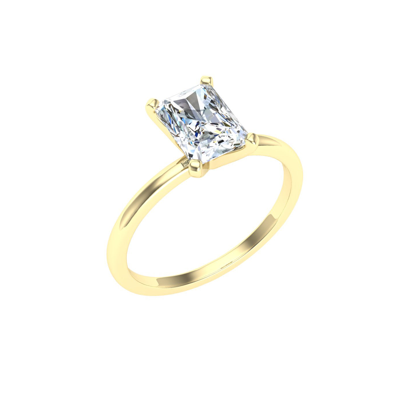 Mirage Radiant Solitaire Moissanite Engagement Ring Yellow Gold