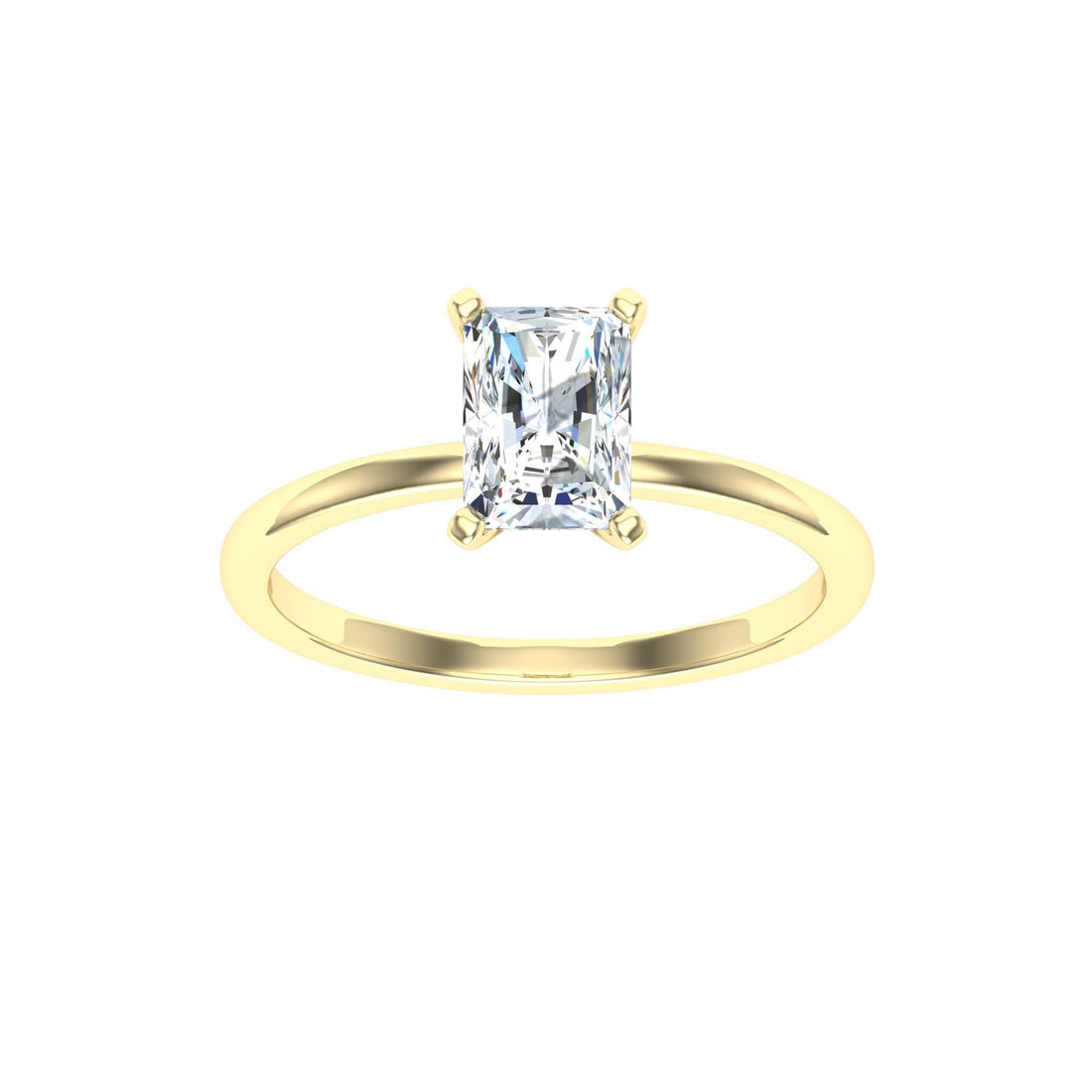 Mirage Radiant Solitaire Moissanite Engagement Ring Yellow Gold