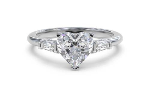 Modern Heart & Tapered Baguette Lab Grown Diamond Trilogy Ring