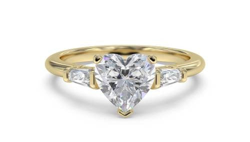 Modern Heart & Tapered Baguette Lab Grown Diamond Trilogy Ring