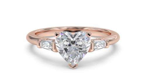 Modern Heart & Tapered Baguette Lab Grown Diamond Trilogy Ring