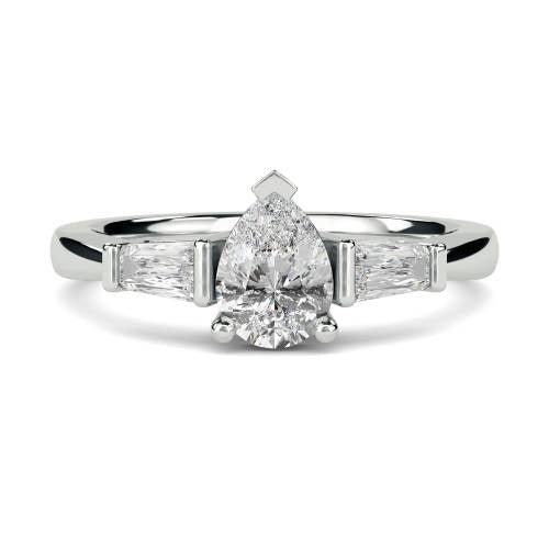 Modern Pear & Baguette Lab Grown Diamond Trilogy Ring