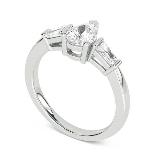 Modern Pear & Baguette Lab Grown Diamond Trilogy Ring