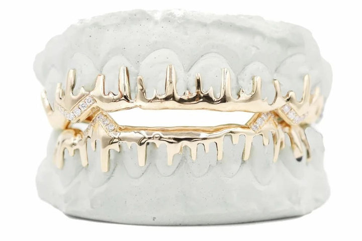 Modern Silver Moissanite Teeth Grillz