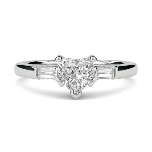 Modern Heart & Baguette Lab Grown Diamond Trilogy Ring