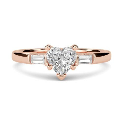 Modern Heart & Baguette Lab Grown Diamond Trilogy Ring