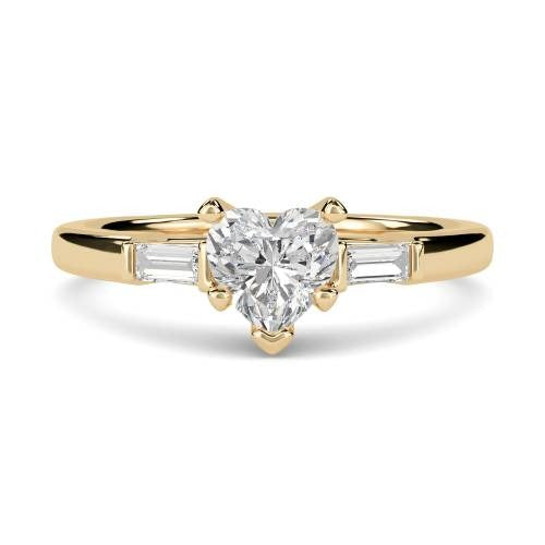 Modern Heart & Baguette Lab Grown Diamond Trilogy Ring 