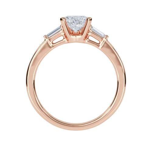 Modern Heart & Baguette Lab Grown Diamond Trilogy Ring 