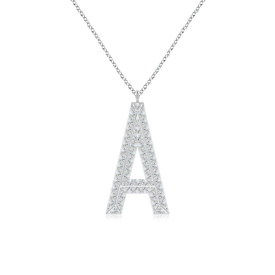 Modern Moissanite Capital "A" Initial Pendant Silver 925