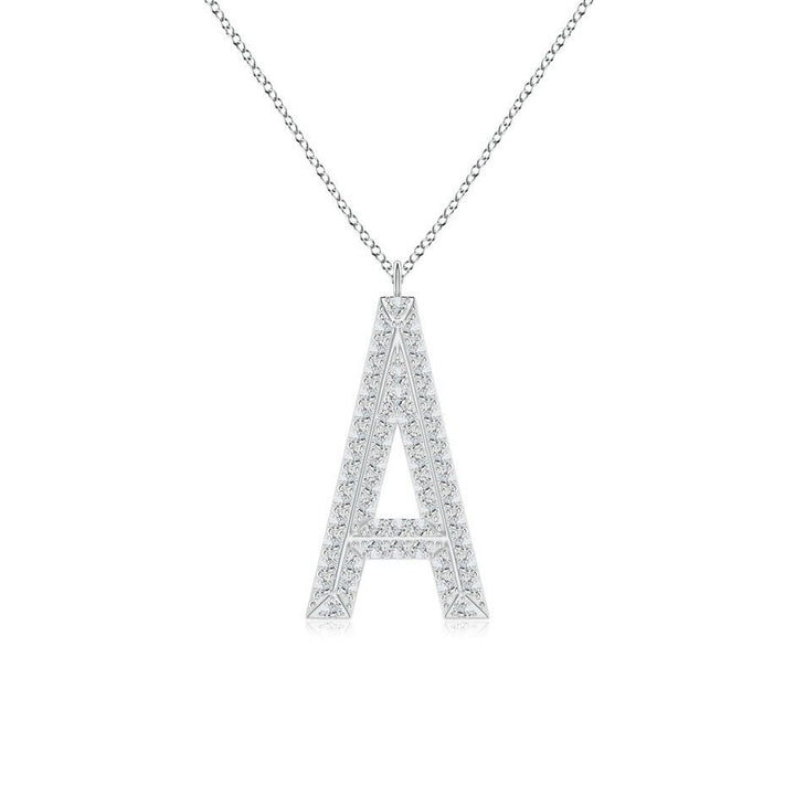 Modern Moissanite Capital "A" Initial Pendant Silver 925