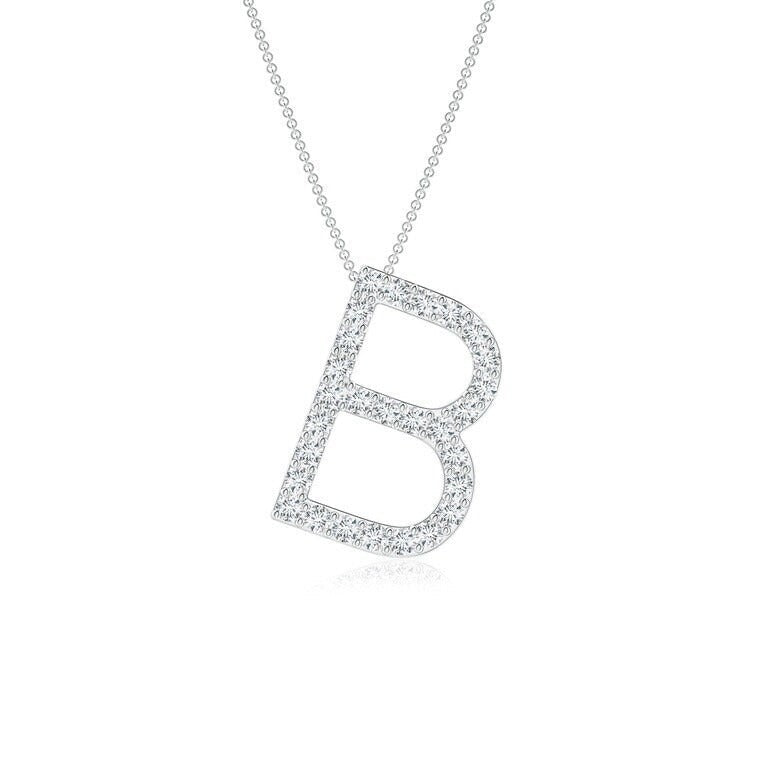 Dainty letter B lab grown diamond initial pendant in silver