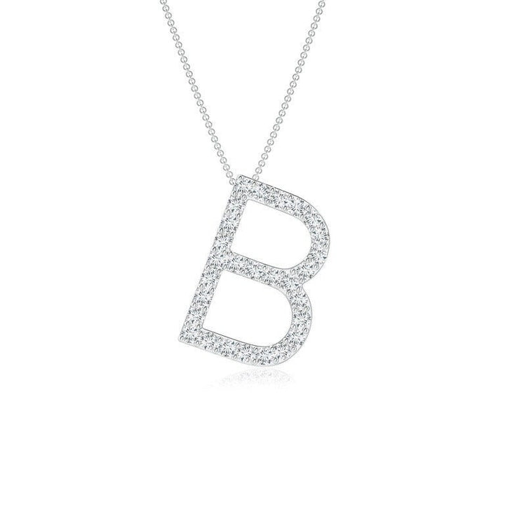 Dainty letter B lab grown diamond initial pendant in silver