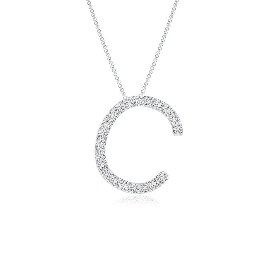 Modern Moissanite Capital "C" Initial Necklace White Gold