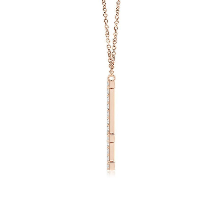 Pavé letter E lab grown diamond initial pendant in rose gold