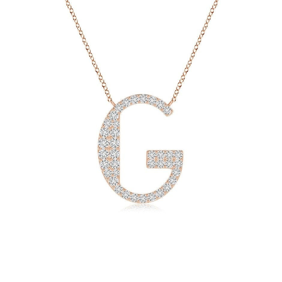 Modern Moissanite Capital "G" Initial Pendant  Rose Gold