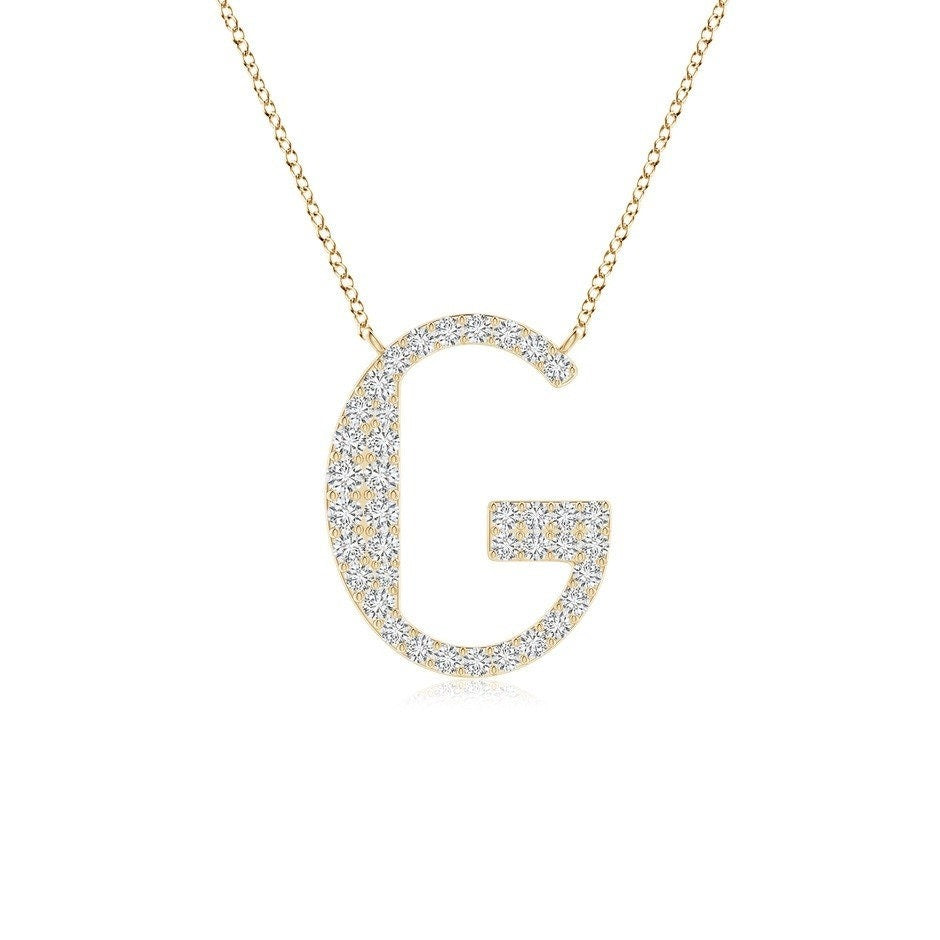 Modern Moissanite Capital "G" Initial Pendant Yellow Gold