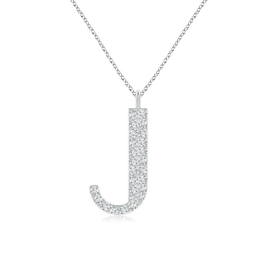 Pavé letter J lab grown diamond initial pendant in silver