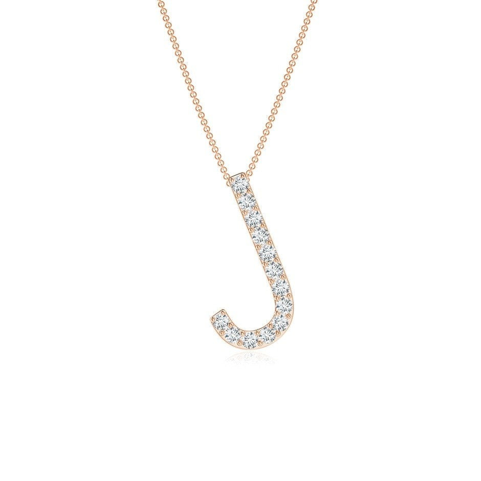 Modern Moissanite Capital "J" Initial Pendant  Rose Gold