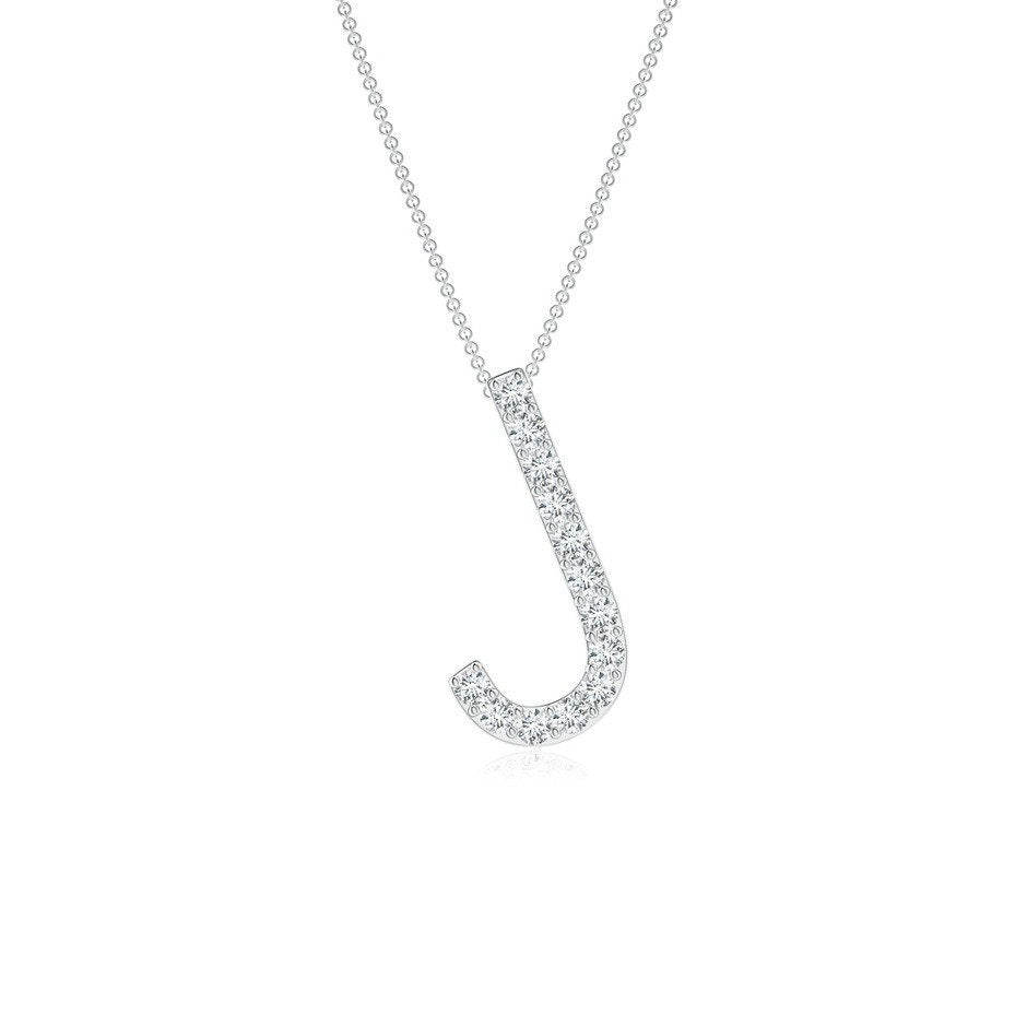 Dainty letter J lab grown diamond initial pendant in white gold