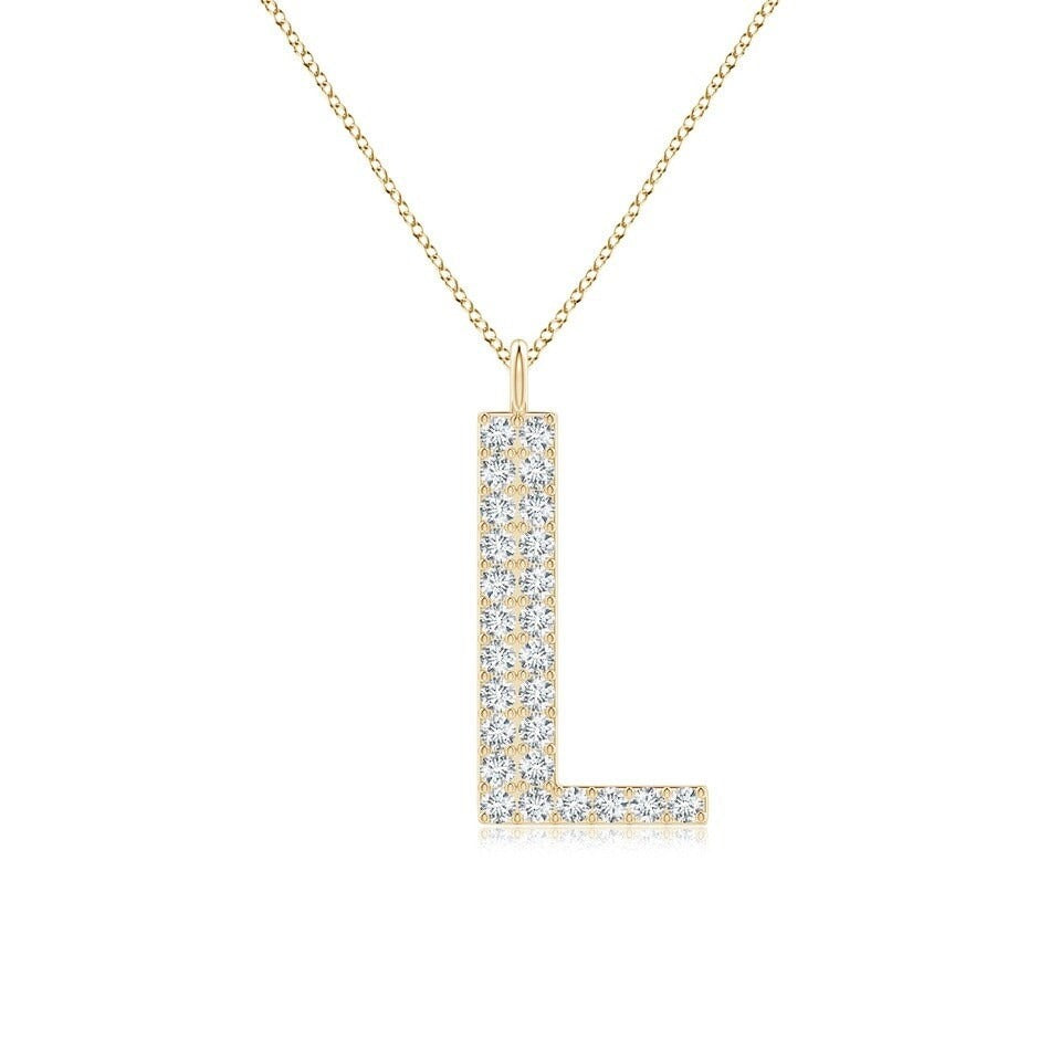 Pavé letter L lab grown diamond initial pendant in rose gold