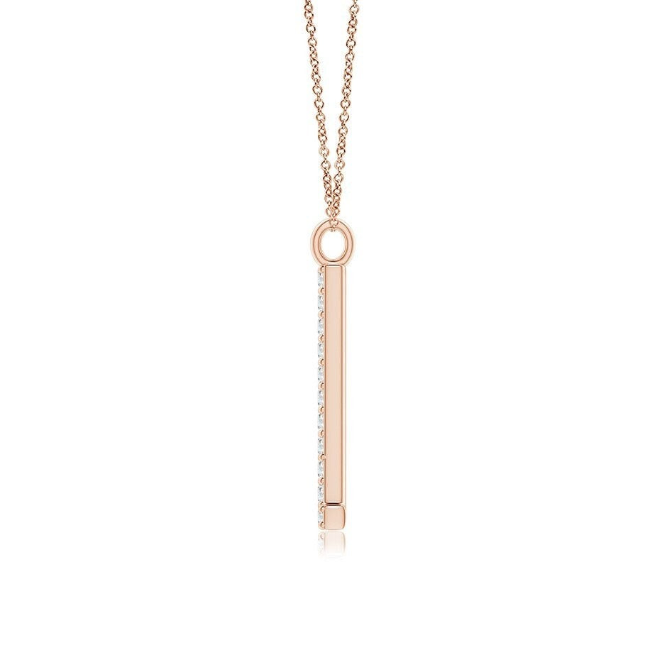 Modern Moissanite Capital "L" Initial Pendant  Rose Gold