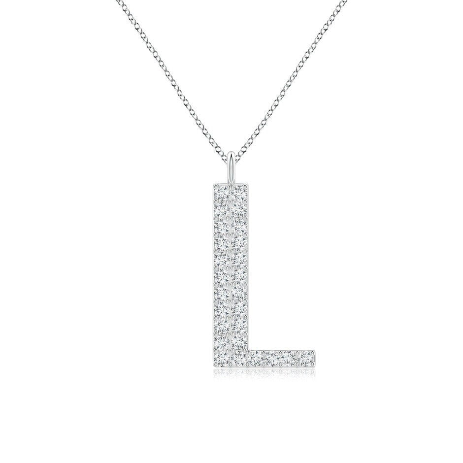 Modern Moissanite Capital "L" Initial Pendant  White Gold