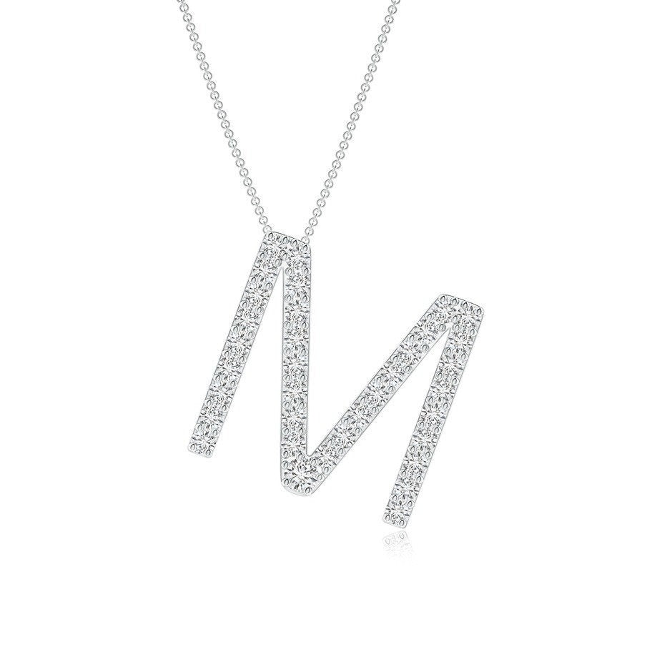 Modern Moissanite Capital "M" Initial Necklaces Silver 925