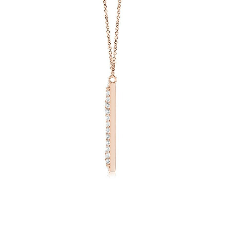 Double Row letter M lab grown diamond initial pendant in rose gold
