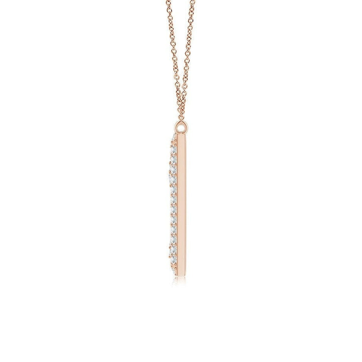 Double Row letter M lab grown diamond initial pendant in rose gold
