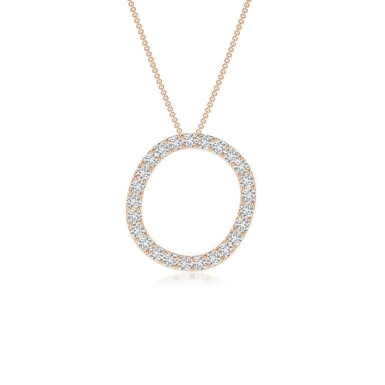 Dainty letter O lab grown diamond initial pendant in rose gold