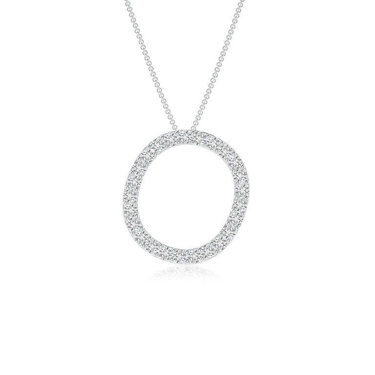 Dainty letter O lab grown diamond initial pendant in white gold