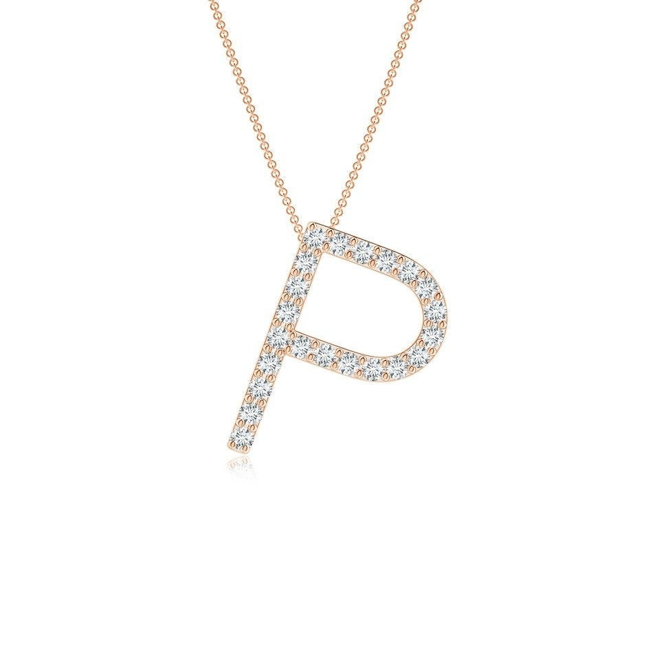 Modern Moissanite Capital "P" Initial Pendant Rose Gold