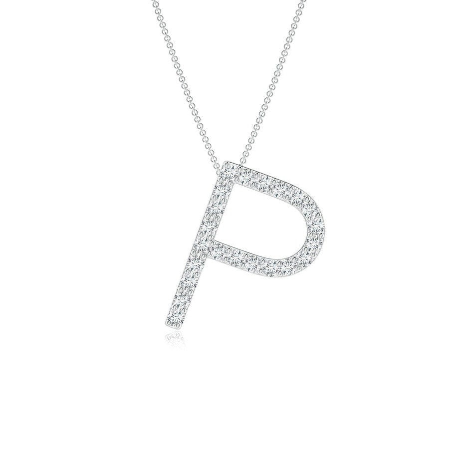 Modern Moissanite Capital "P" Initial Pendant White Gold