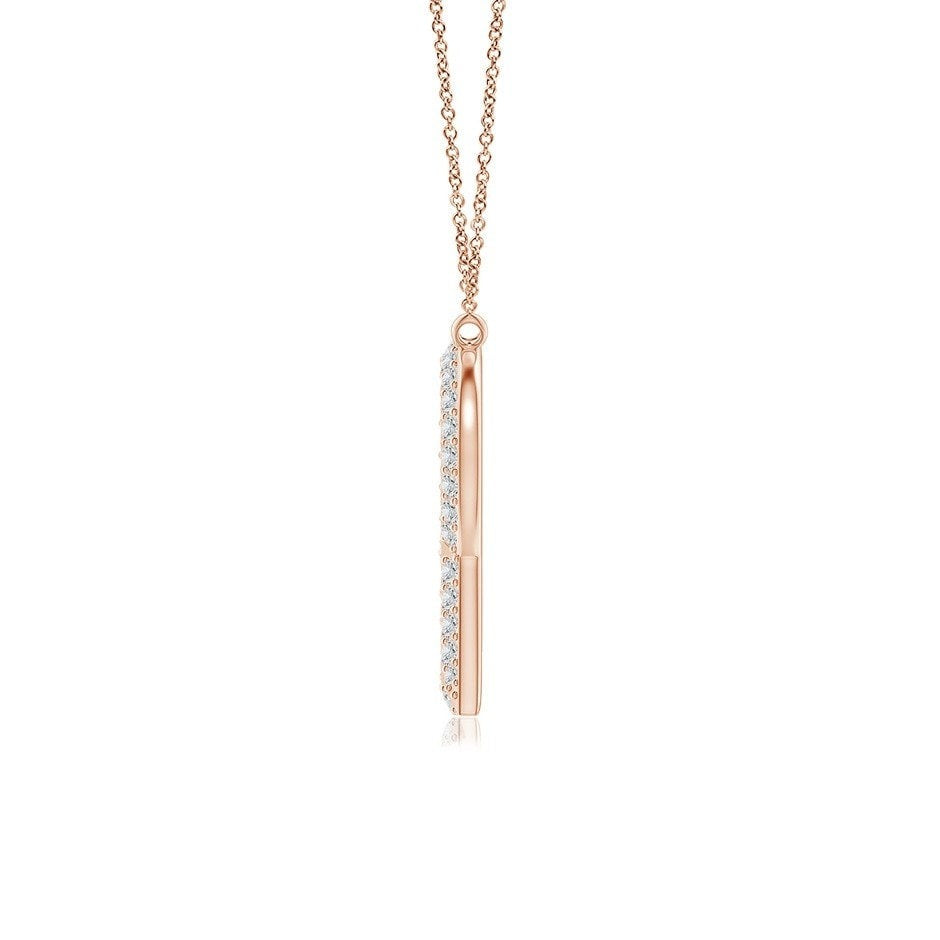 Double Row letter R lab grown diamond initial pendant in rose gold