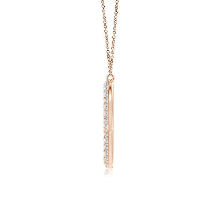 Double Row letter R lab grown diamond initial pendant in rose gold