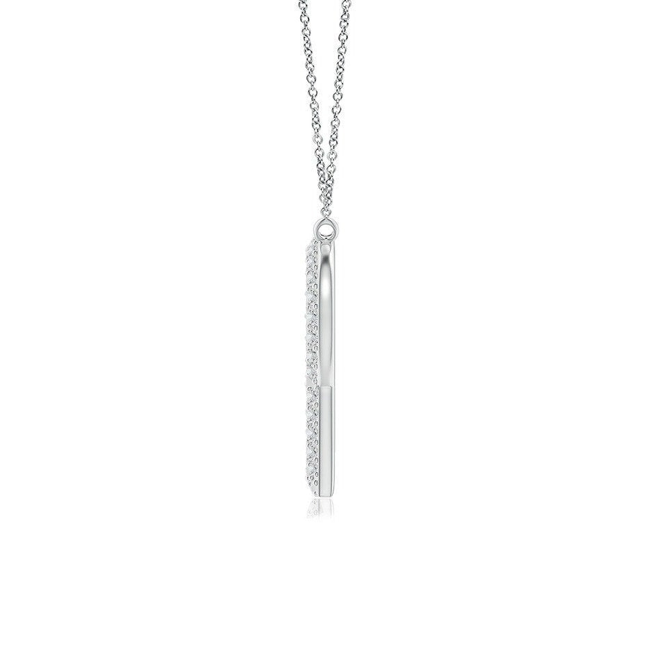 Double Row letter R lab grown diamond initial pendant in white gold
