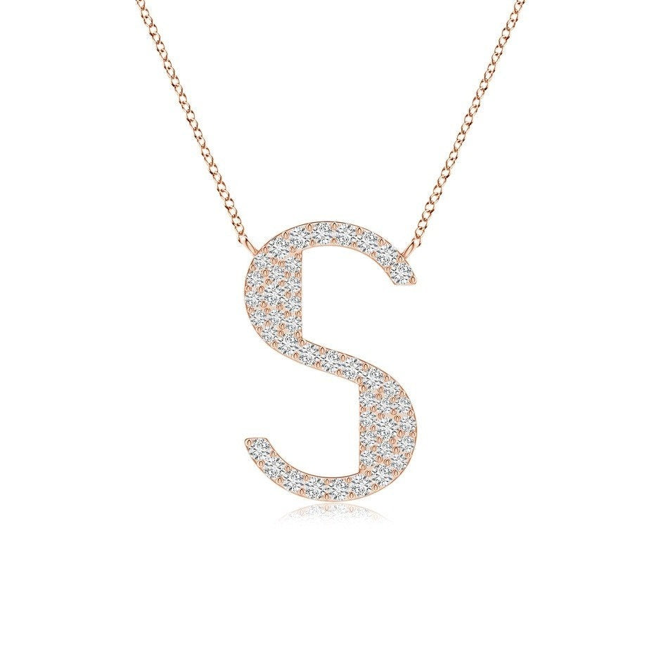 Modern Moissanite Capital "S" Initial Pendant Rose Gold