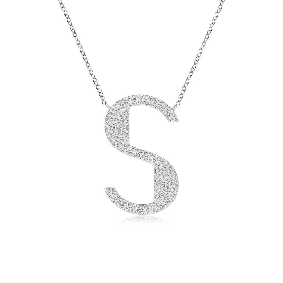 Modern Moissanite Capital "S" Initial Pendant White Gold