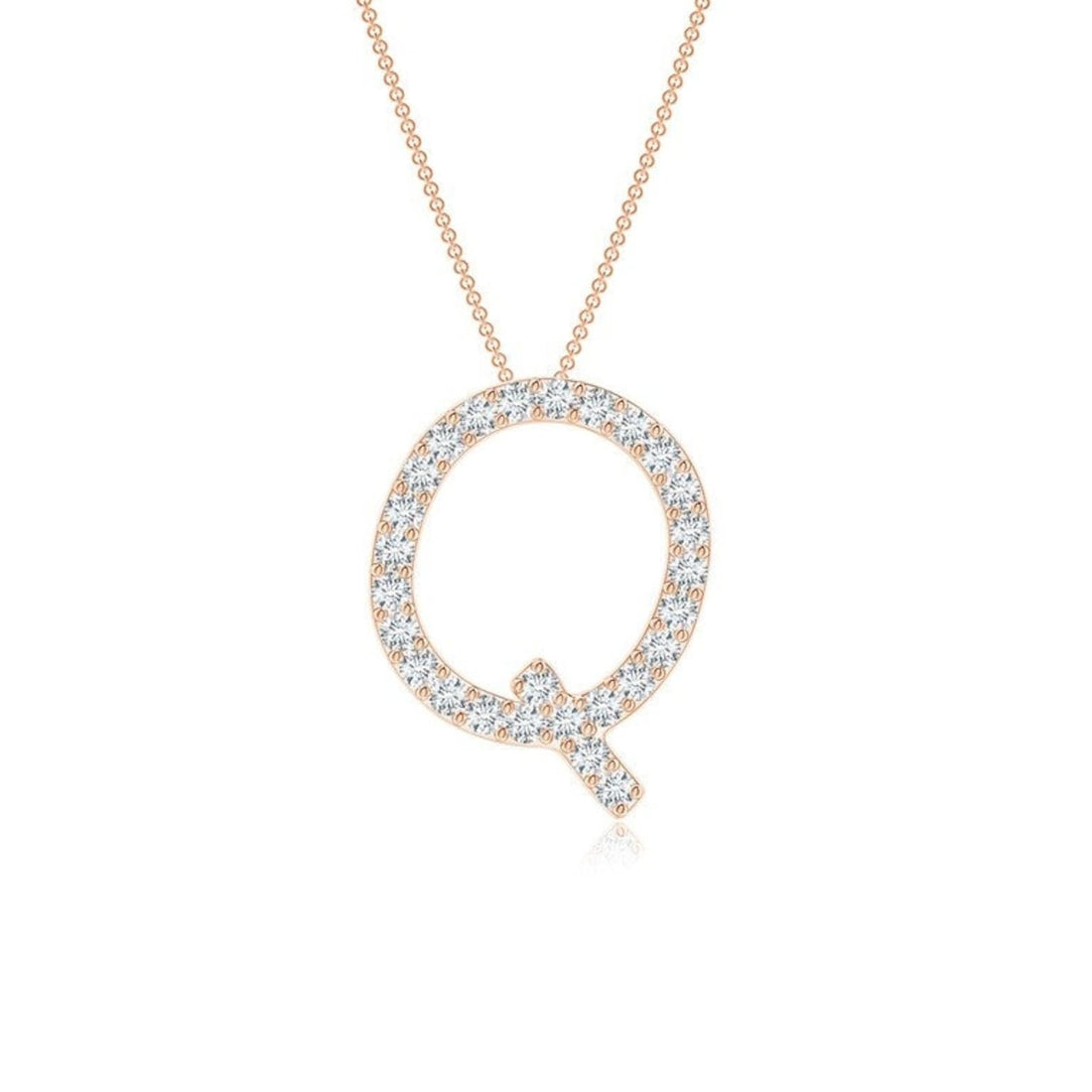 Dainty letter Q lab grown diamond initial pendant