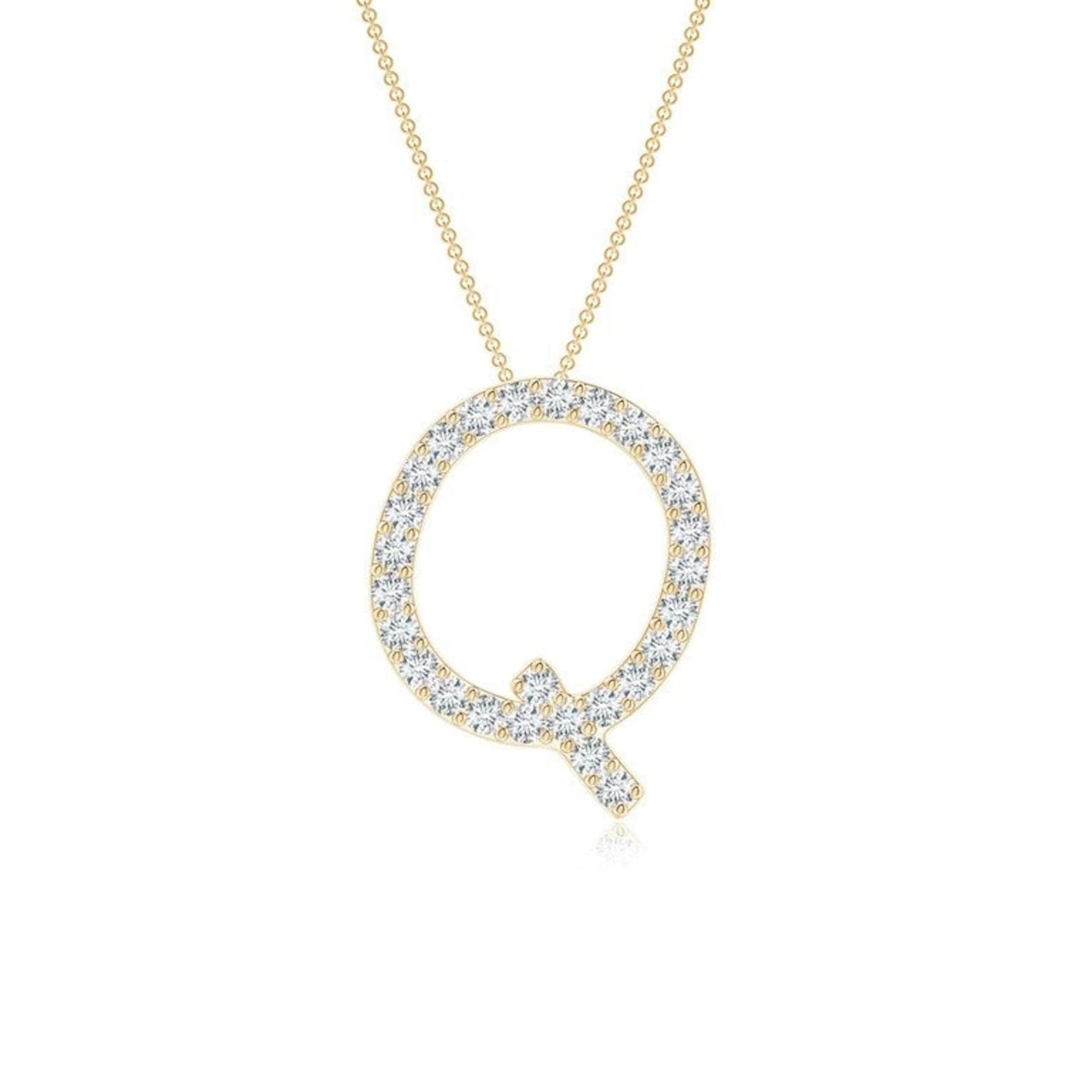 Dainty letter Q lab grown diamond initial pendant